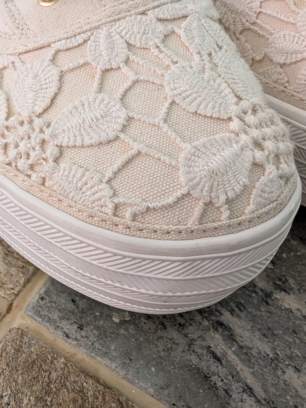 Keds Women's Cream Crochet Platform Slip-On Sneakers 9.5 ....